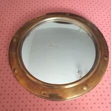 Vintage Brass Convex Mirror 13inches Diameter.