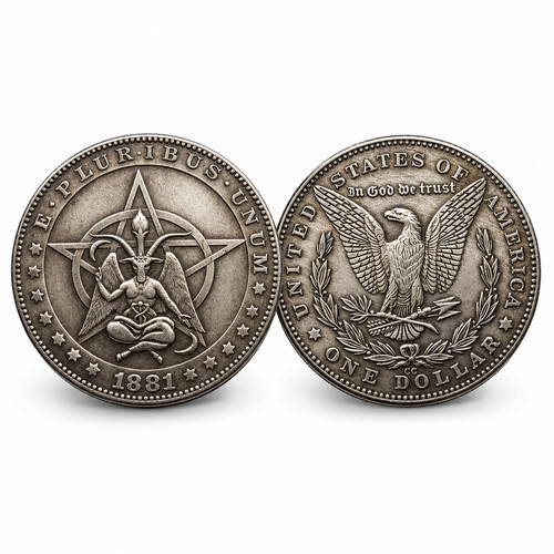 Baphomet coin goat pentagram - baphomet,