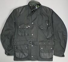 Mens Barbour Black Wax Biker Belted Jacket Small A7 Intern Coat Icons