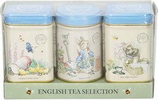 New English Teas Peter Rabbit 3x Mini Tea Tins with English Loose Leaf Tea