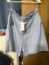 Linen Shorts Woman LIGHT BLUE UK Size 18, Brand New With Tags By Next