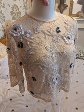 Frock And Frill Top 12 Womens Lace Beads Sequins 3/4 Sleeves Christmas Party