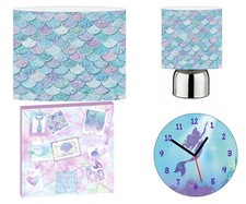 MERMAID scales - 12" Lightshade, Touch Lamp, Wall Art, Wall Clock or Bundle