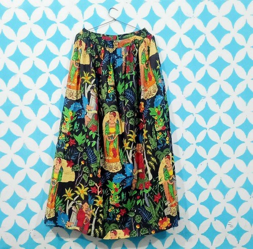 Indian black frida kahlo skirt - frida,