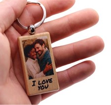 Personalised Photo Keyring Custom Message Keychain Boyfriend Girlfriend Birthday