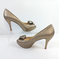 Sachelle Couture Silver Heel Peep Toe Designer Shoes UK 7  Prom Wedding Bride