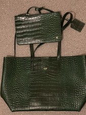 Large Green Croc Embossed Tote