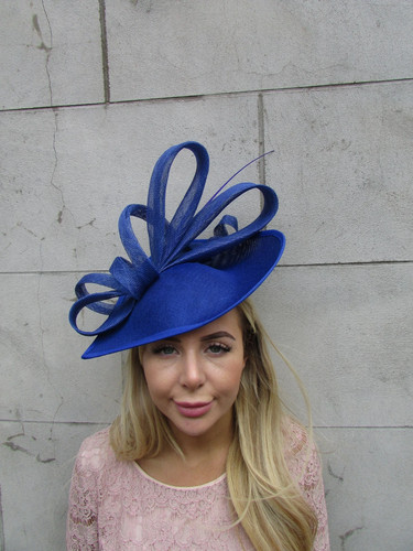 Large royal blue fascinator - large,