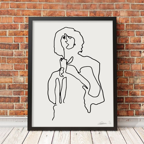 Horses framed minimalist - -,