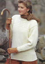 Ladies Sweater Knitting Pattern Guernsey DK (8ply) 30-40" Cable Rib  1474