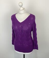 Amy Winehouse x Fred Perry Purple Cable Knit Jumper Size 12 UK Women’s