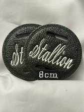 1 X  8cm Green LEATHER STALLION Bridle Disc Disk Badge