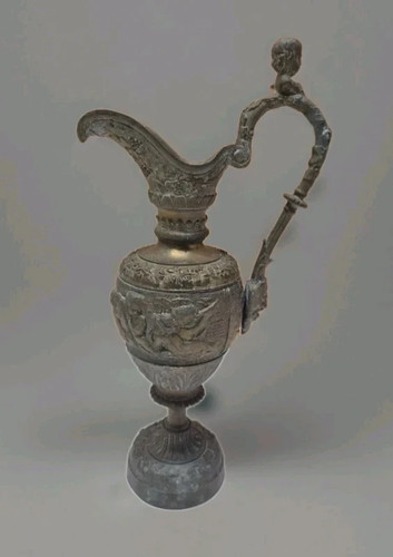 Antique ornate metal ewer - antique,