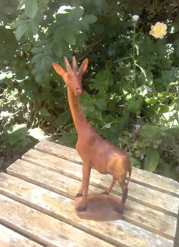 Carved wood giraffe figurine - carved,