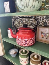 Finel Arabia Vintage red Enamel Coffee Pot/kettle  ❤️