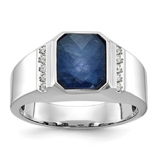 14k White Gold Mens Sapphire