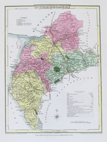 Old antique map cumberland - old,