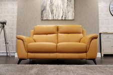 World of Leather CONTEMPO Honey Yellow – Nc-335e Leather 3 Seat Sofa