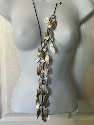 Leather jewelry lariat - jewelry, silver