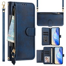 For Various Phone Zipper Crossbody Leather 7 Cards Wallet Case Flip Stand Cover