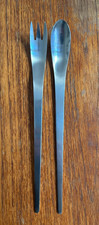 Arne Jacobsen by Georg Jensen, serving spoon and fork in stainless steel
