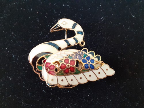 Lovely cloisonne enamel - , swan