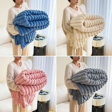 270g Large Stripes Blanket Flannel Plush Soft Warm Blanket Sofa Bed Sleeping NEW