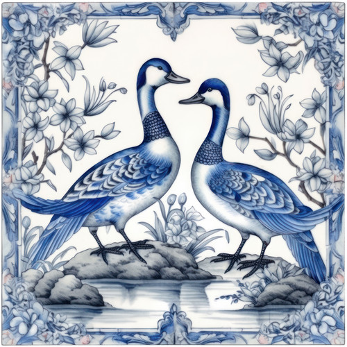 Delft tile stickers 48x blue - 48x,