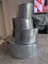 Set of 4 Topsy Turvy Round Multilayer Birthday / Wedding Cake Tin/Pan