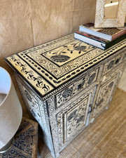 Hand-Painted Mango Wood Sideboard / Linen cupboard / Drawers