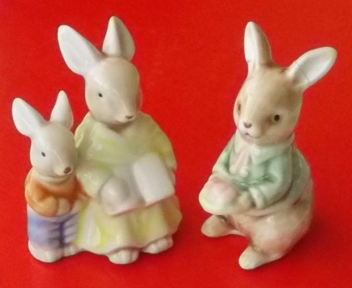 Two rabbit figurines vintage - rabbit,