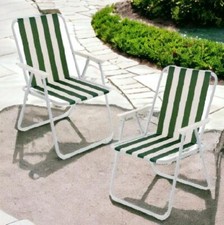 Folding Camping Deck Chair Garden Lawn Patio Furniture Foldable Seat Outdoor x 2
