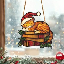 Christmas Cat Sleeping on