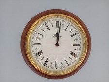 grayson wall clock vintage round 12" wood /brass
