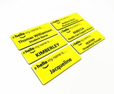 Personalised Yellow Hello My Name is Printed Logo Badge Hospital Support Worker