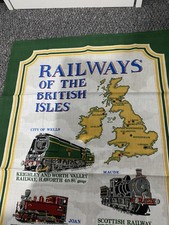 Tea Towel Railways of the British Isles by Vista 100% Cotton Trains Vintage