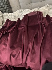ANTIQUE BIG BESPOKE VICTORIAN DESIGNER CLARET RED VELVET FRENCH PLEATED CURTAINS