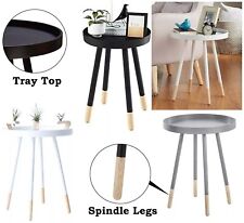 Round Tray Top Coffee Table Spindle Legs Sofa End Side Wooden Home Office Retro