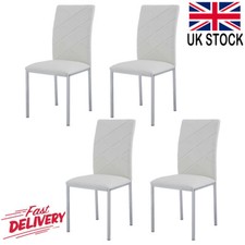 Dining Chairs Set of 4 Faux Leather Kitchen Chairs for Dining Room Kitchen White