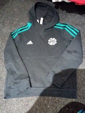 Boys 9-10 Years Old.  Adidas Glasgow Celtic 2021 Football Black Hoodie