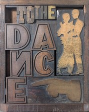 Antique Vintage Letterpress Assemblage Printing Blocks Type Framed Art The Dance