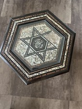Moroccan Mother of Pearl Inlaid Mosaic Octagonal Side Table Islamic Art Riad