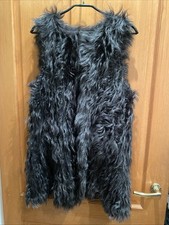ZARA grey real fur sleeveless