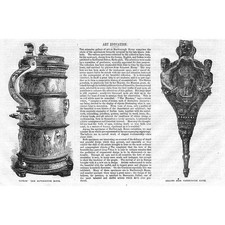 MARLBOROUGH HOUSE Old Tankard & Bellows from the House - Antique Print 1856