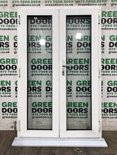 UPVC FRENCH DOORS WHITE OUTWARDS OPENING EXTERNAL PLASTIC DOUBLE GLASS THIN USED