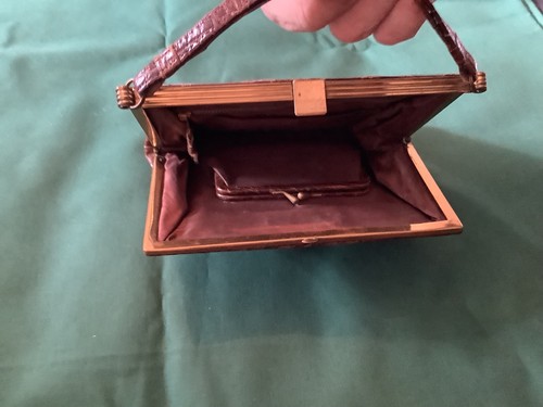 Antique alligator hand bag - alligator,