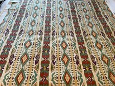 URGE Paris ‘ Bosphore’ Aztec Cotton Green, Brown, Yellow Cotton 140cm X 130cm 