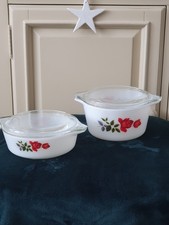 Vintage 1960’s JAJ Pyrex “June Rose” 1 Casserole / 1 Serving Dish + Lids