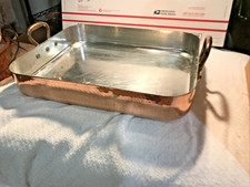 French Copper Chomette Favor  Roasting Pan Bronze Handles  20.25" 3mm  Tin Lined