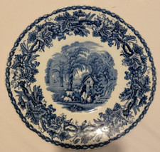 ANTIQUE BOOTHS BLUE WHITE PLATE BRITISH SCENERY SCALLOPED EDGE  